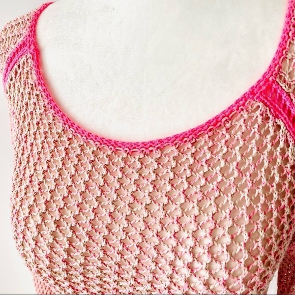 AMERICAN Eagle Pink Knit Crochet Tunic Cover Up - Picture 7 of 8